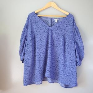 Ava&Viv Blouse with Ruched sleeves Blue